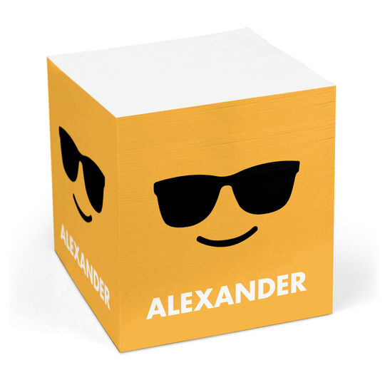 Yellow Emoji Sunglasses Sticky Memo Cube